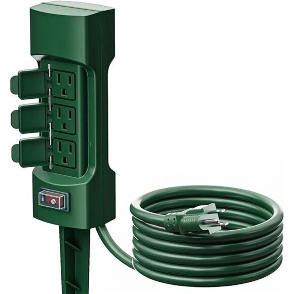Outdoor Power Stake, Kasonic 6-Outlet 9 ft Extension Cord Power - Picture 1 of 14